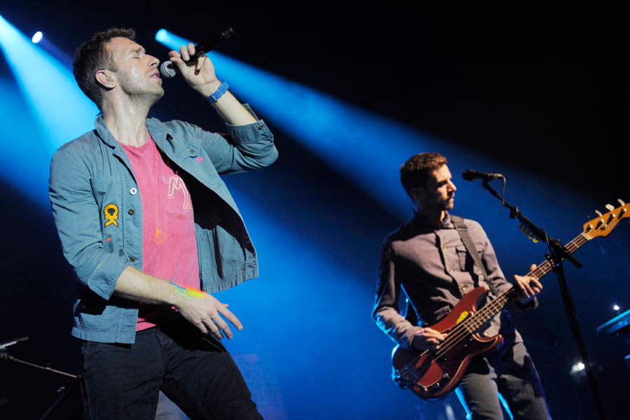 Coldplay spielen ein exklusives Radiokonzert im Kölner E-Werk. – Chris Martin und Guy Berryman