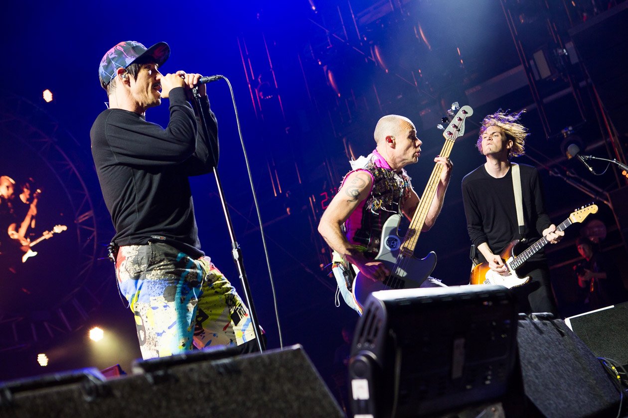 Red Hot Chili Peppers – Headliner am Festivalsamstag. – Anthony, Flea und Josh.